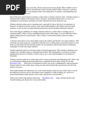 Cookie Shop Business Plan Sample