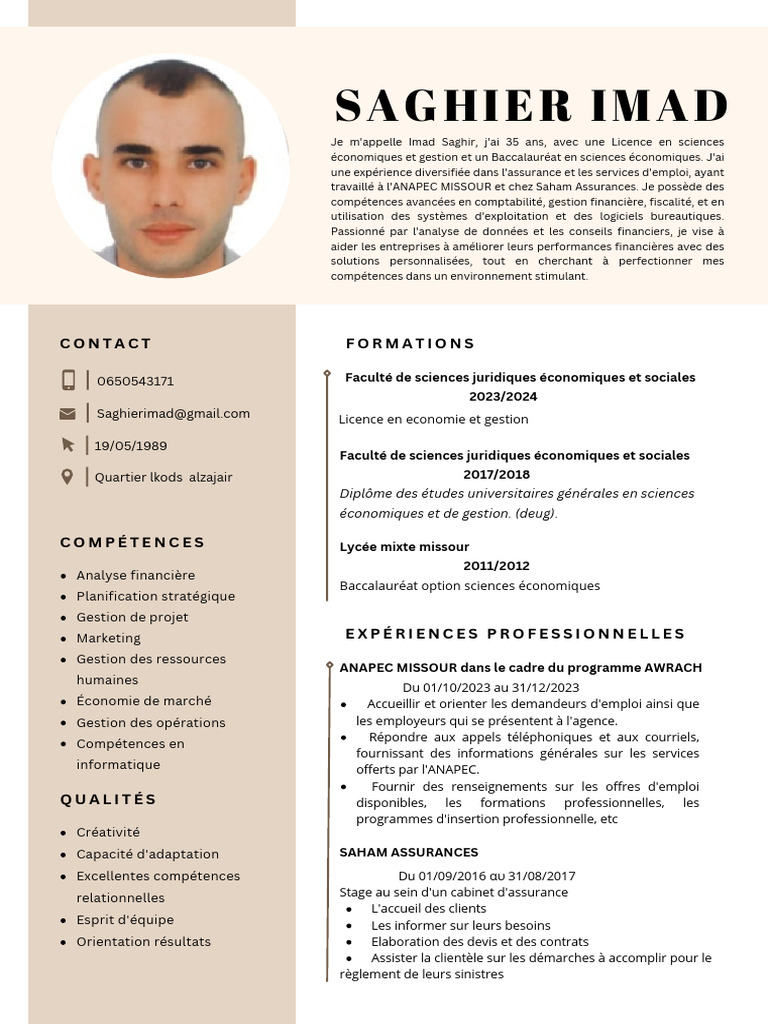 CV Français Professionnel Marron Simple - 20240703 - 153859 - 0000 ...