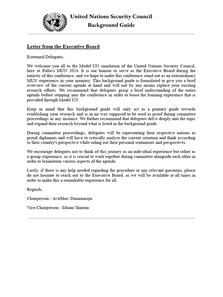 Pallavi Mun '24 Unsc Background Guide | PDF | Zionism | Mandatory Palestine