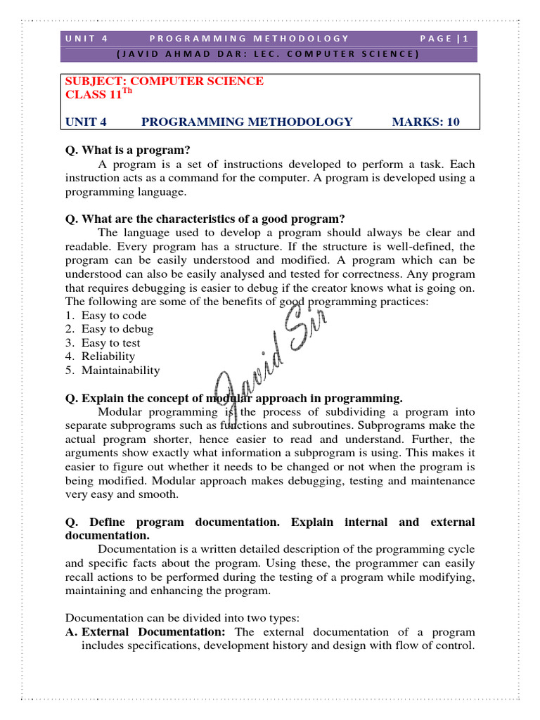 Programming Methodology Overview | PDF | Computer Programming ...