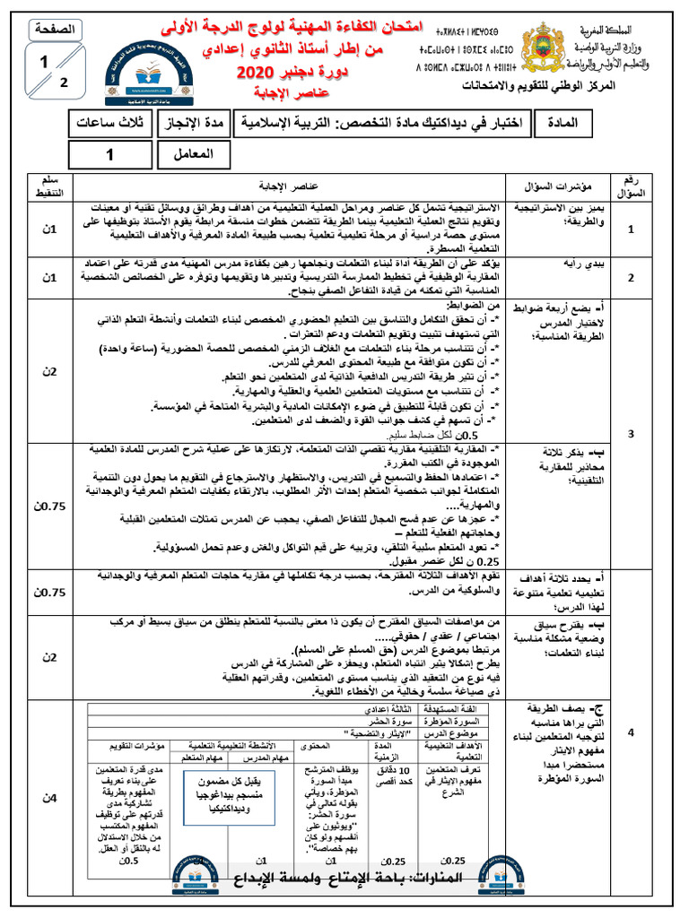مهني 2020 ديداكتيك إعدادي عناصر إ | PDF
