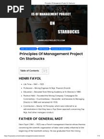 Principles of Management Project On Starbucks