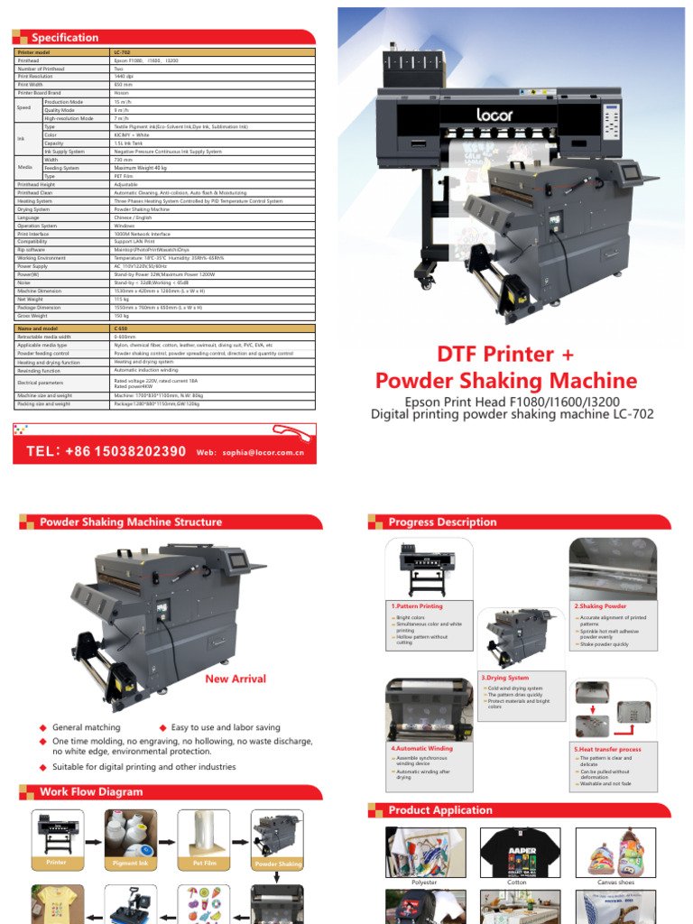 Locor DTF Printer Specifications | PDF | Printer (Computing) | Ink