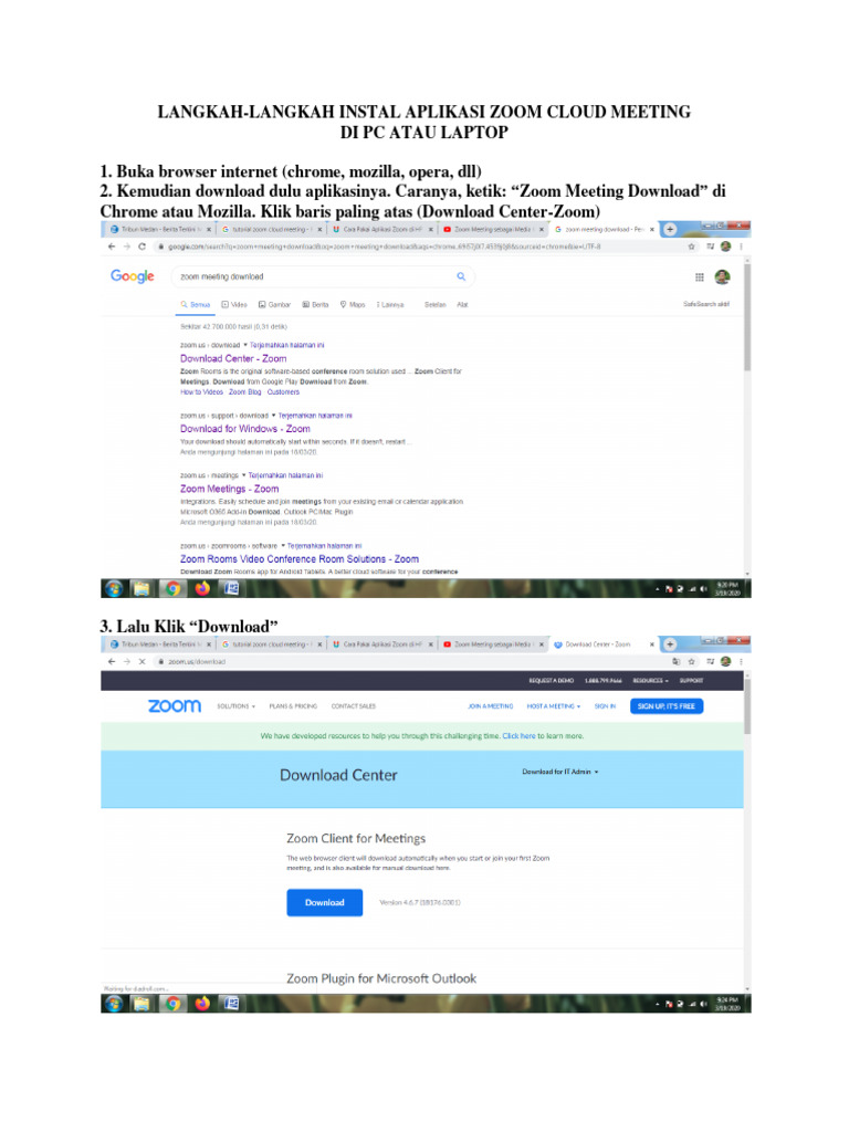 Langkah-Langkah Instal Aplikasi Zoom Cloud Meeting Di PC Atau Laptop | PDF