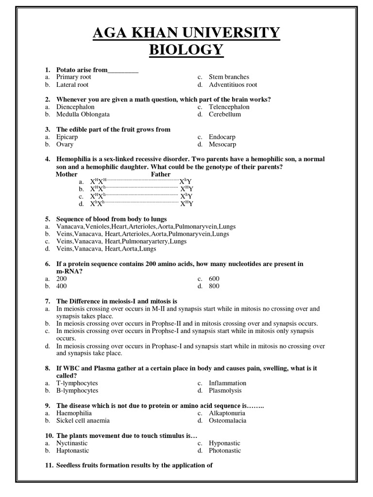 Aku Past Paper 1 Pdf Cellular Respiration Fruit