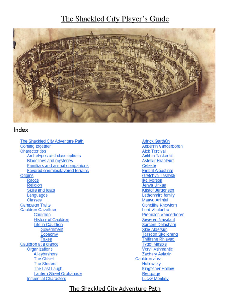 Shackled City Player's Guide Overview | PDF | Dwarf (Dungeons & Dragons)