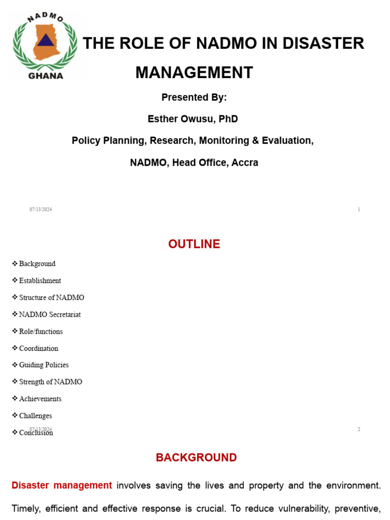 NADMO's Role in Ghana's Disaster Management | PDF | Emergency ...