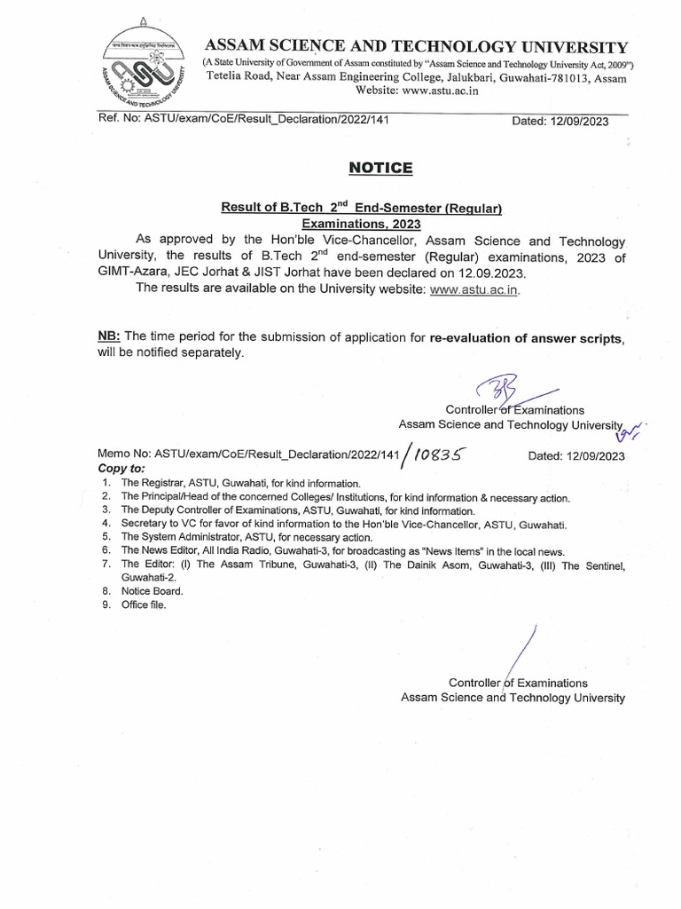 2nd Sem B.Tech Result 2023 | PDF | Engineering