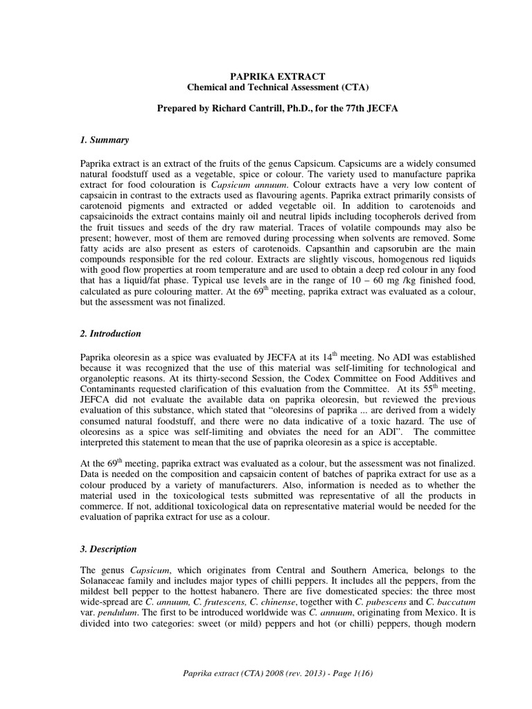 Paprika Extract: Composition and Uses | PDF | Capsicum | Chili Pepper