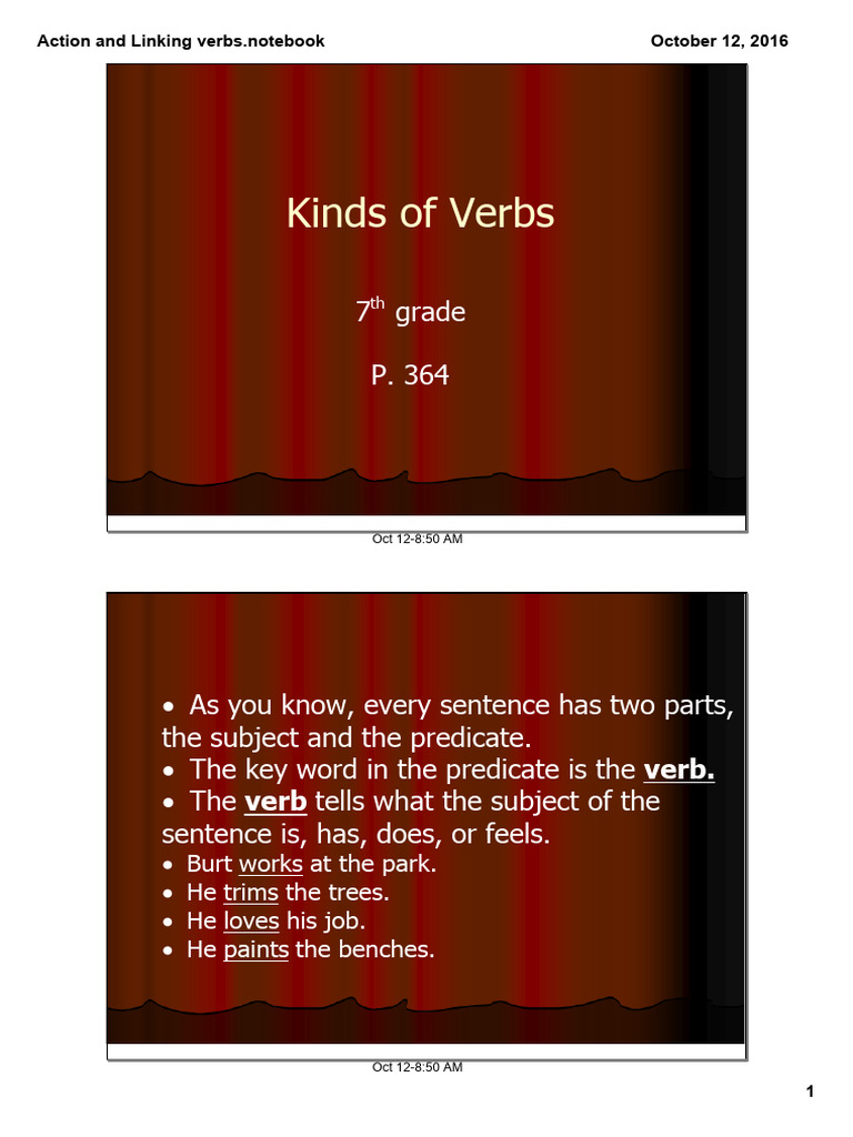 Actionverbs and Linking Verbs | PDF | Verb | Subject (Grammar)