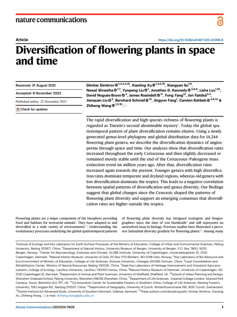 Spatiotemporal Patterns of Flowering Plants | PDF | Biodiversity ...