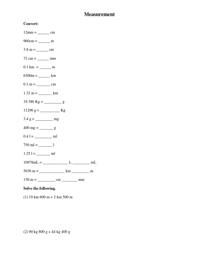 Measurement Conversion and Calculation Guide | PDF | Cooking, Food ...