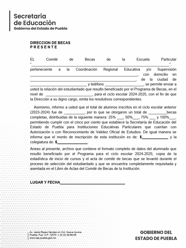 Solicitud de Becas SEP Puebla 2025 | PDF | Crecimiento personal y ...