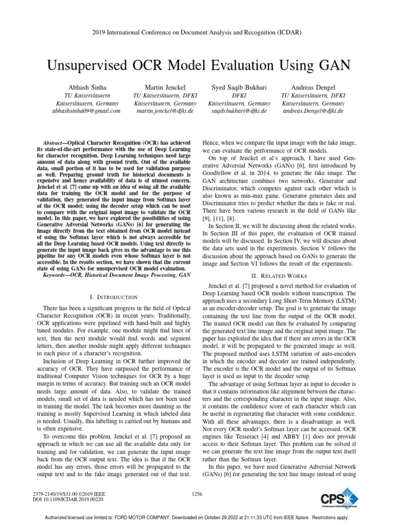 2019 sinha artificial intelligence unsupervised ocr model