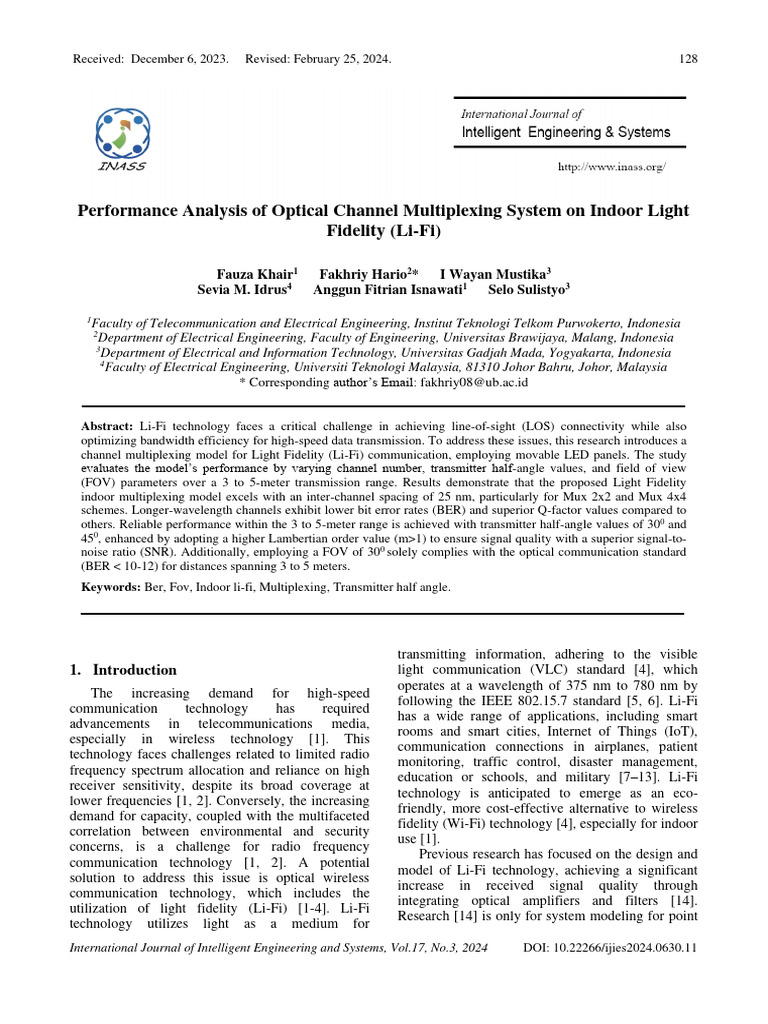 Performance Analysis of Optical Channel Multip | PDF | Signal To Noise ...