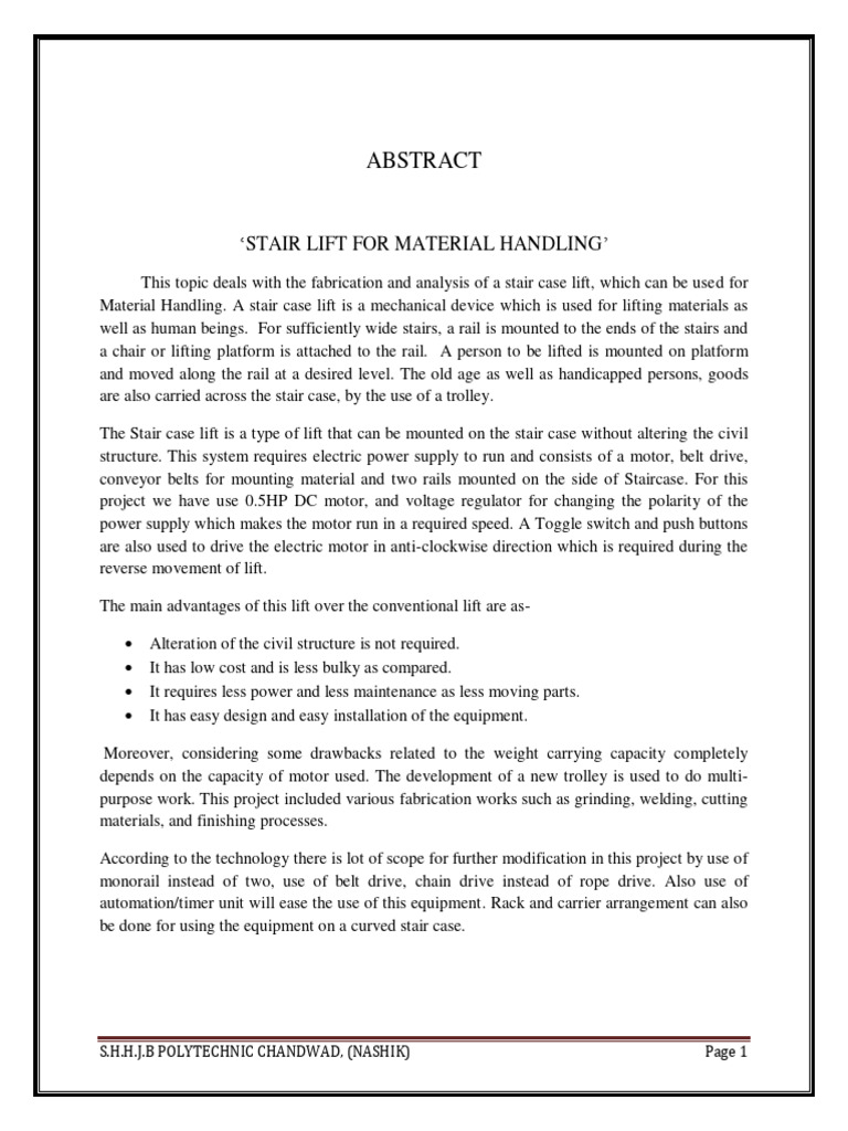 Final Report Pdf Elevator Stairs