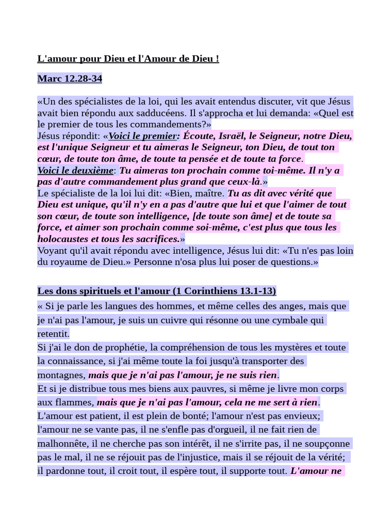 L'Amour pour Dieu, fondement de la foi | PDF | Amour | Dieu