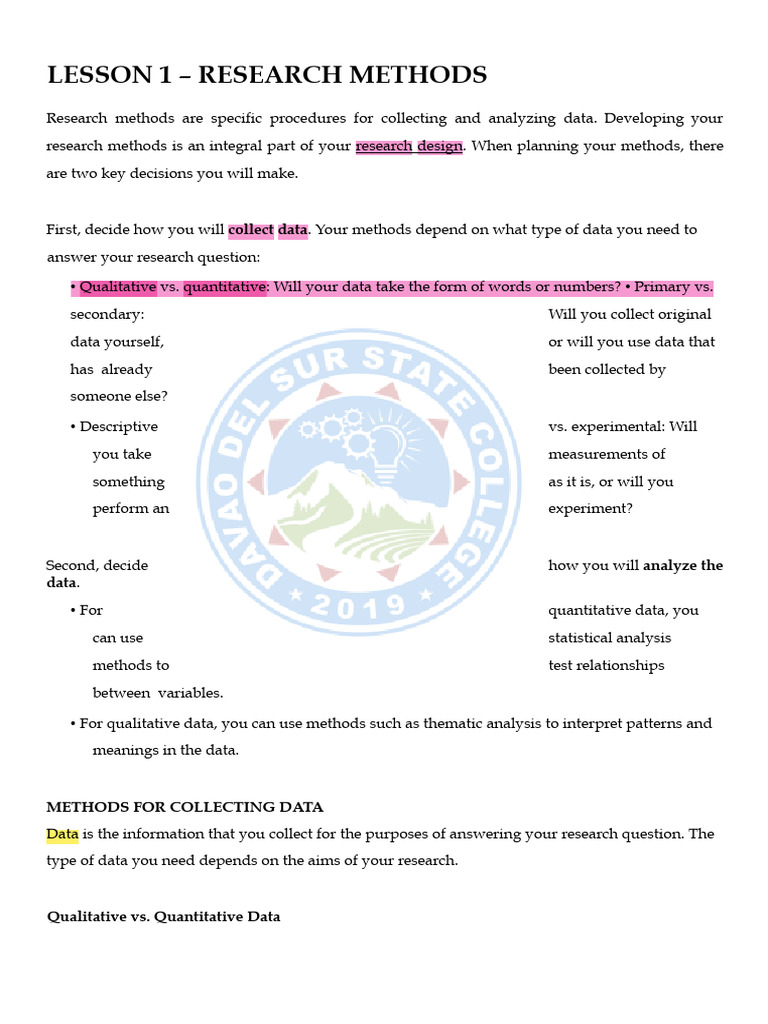Lesson 1 Download Free Pdf Qualitative Research Quantitative Research
