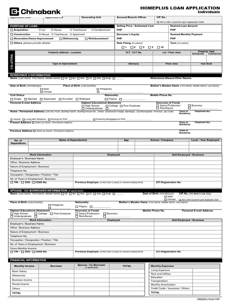 Loan application chinabank pdf banks credit