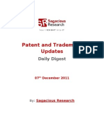 Sagacious Research - Patent &amp Trademark Updates - 2nd November, 2011