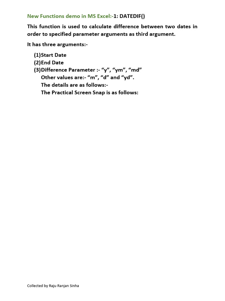 Excel Date Functions Explained | PDF