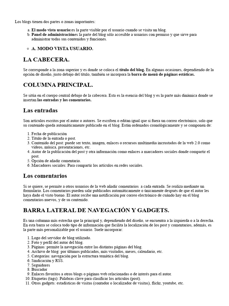 Unidad 1.2.2 Que Es Un Blog. Elementos | PDF | Blog | Software