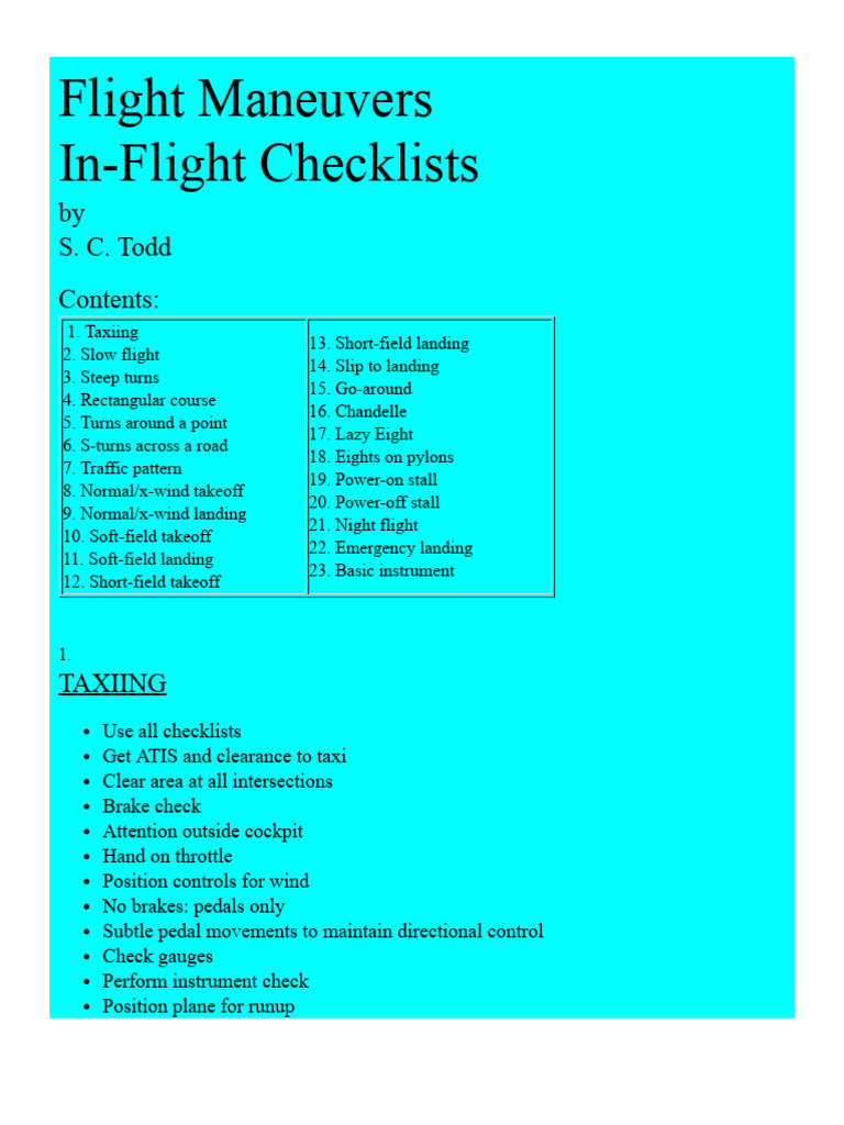 CFI Maneuvers and Checklists Guide | PDF | Flight Control Surfaces ...