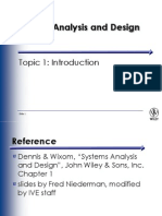 System Analysis and Design: Topic 1: Introduction