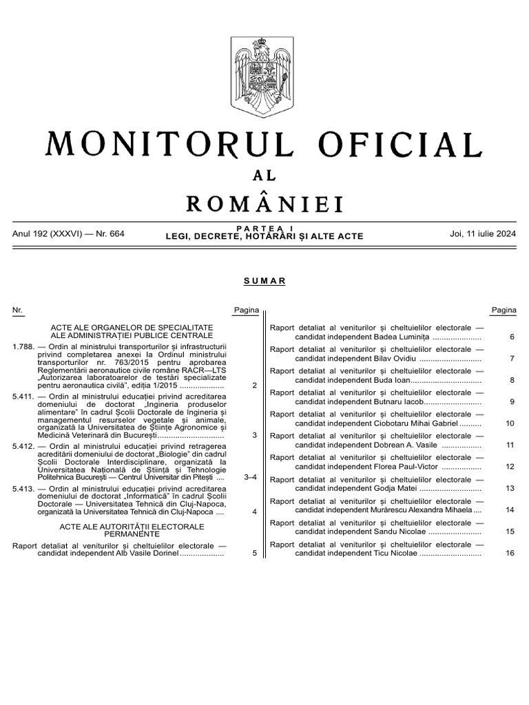 Monitorul Oficial Partea I Nr. 664 | PDF