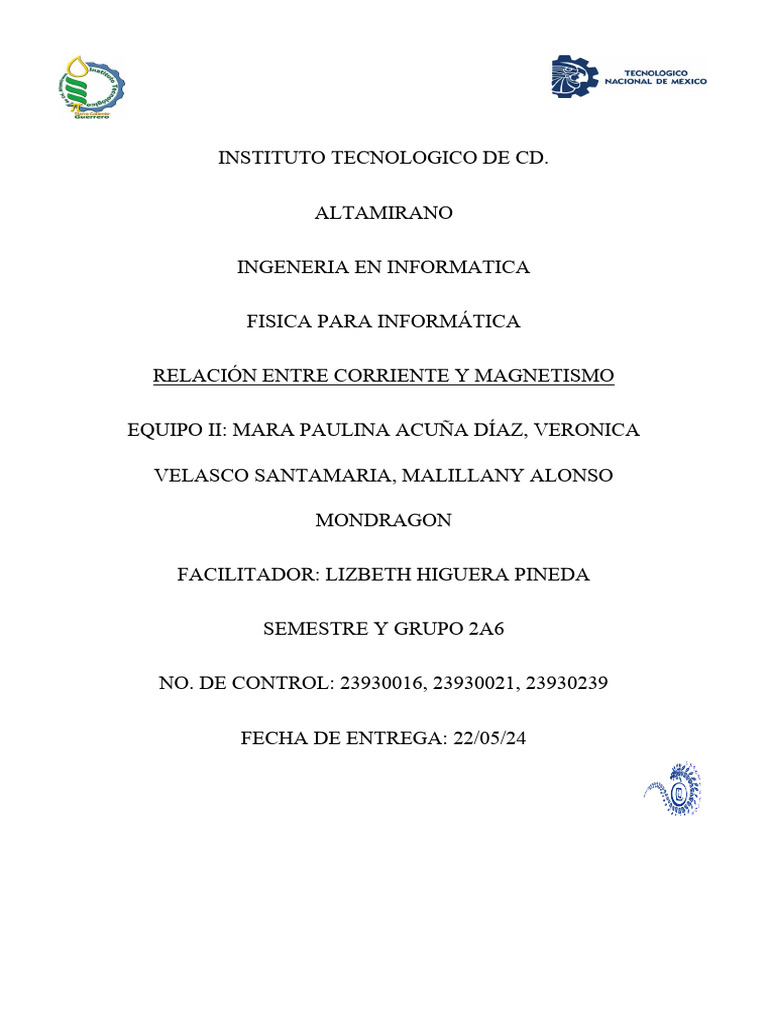 Relación Entre Corriente y Magnetismo | PDF | Magnetismo | Corriente