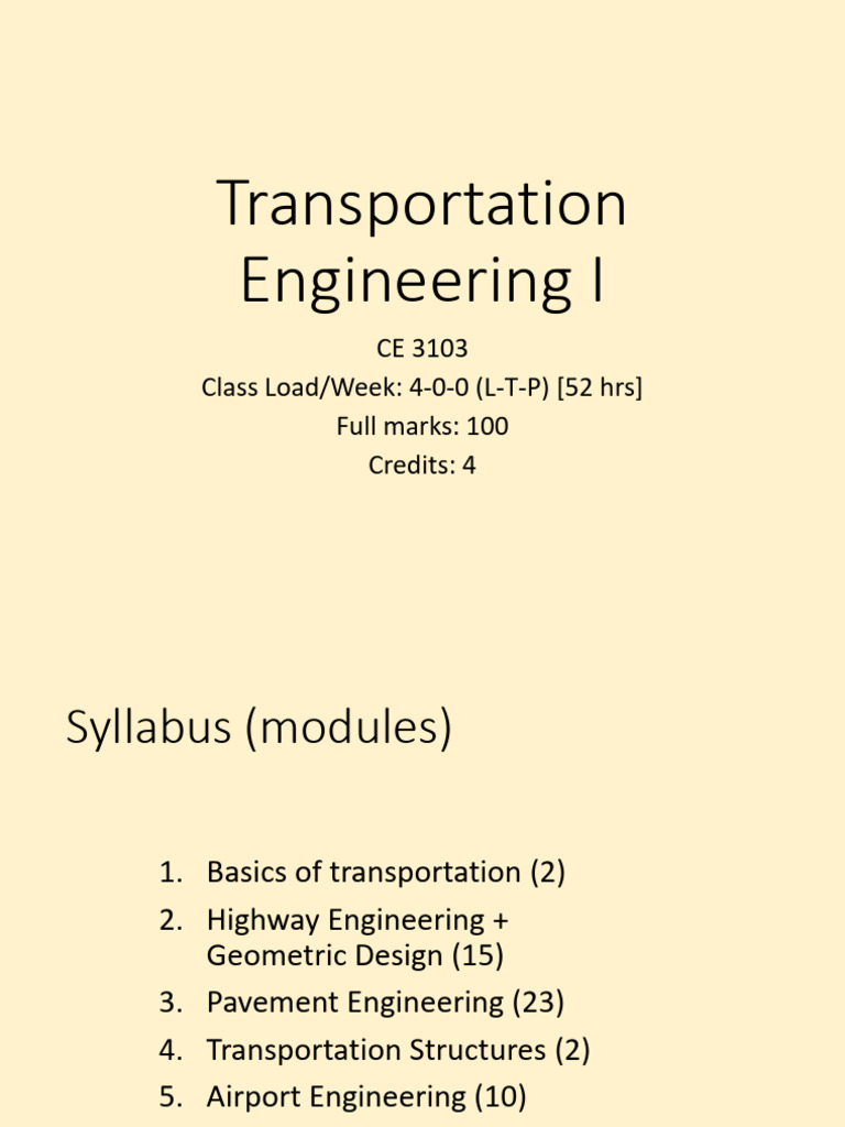Transportation Engineering Overview | PDF | Road Surface | Road