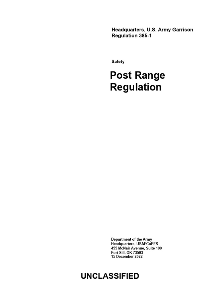 Fort Sill Post Range Safety Regulation | PDF | Artillery | Ammunition