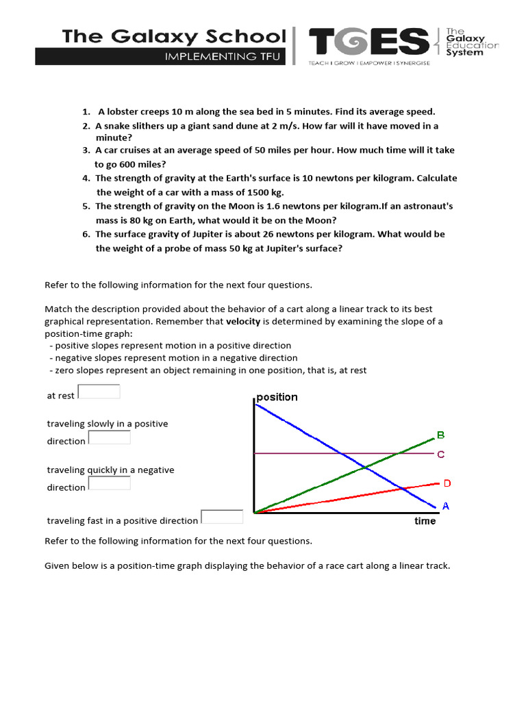 Physics Problems on Motion and Gravity | PDF | Speed | Velocity