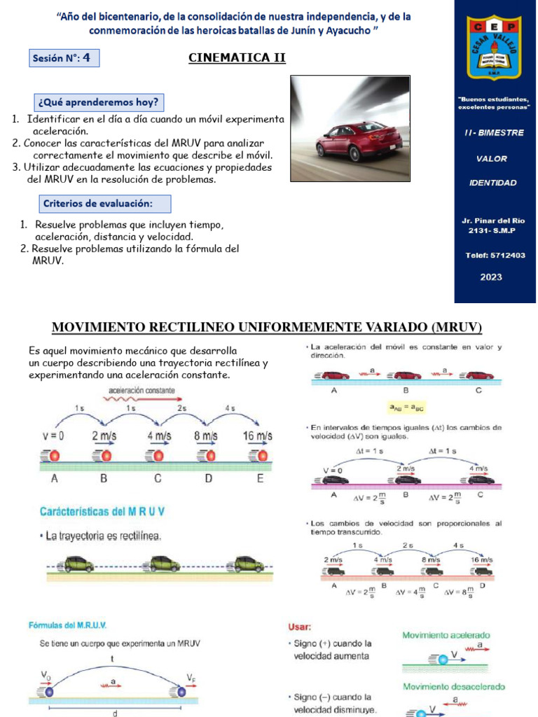 MRUV Age 20240612110842 | PDF | Aceleración | Velocidad