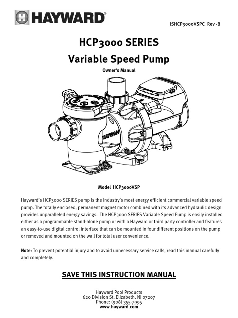 Hayward Variable Speed Pump Manual