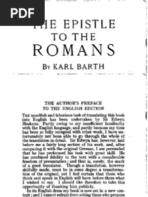 Karl Barth - The Epistle To The Romans | PDF | Epistle To The