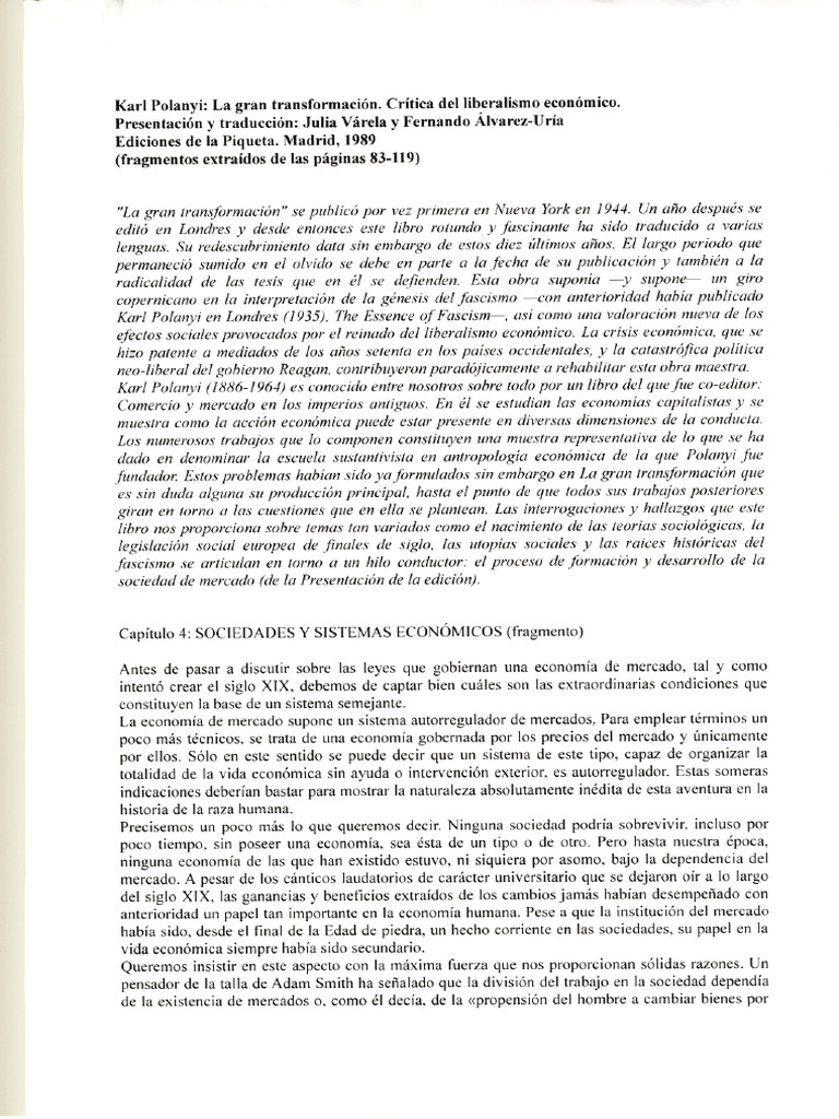 La Gran Transformación | PDF