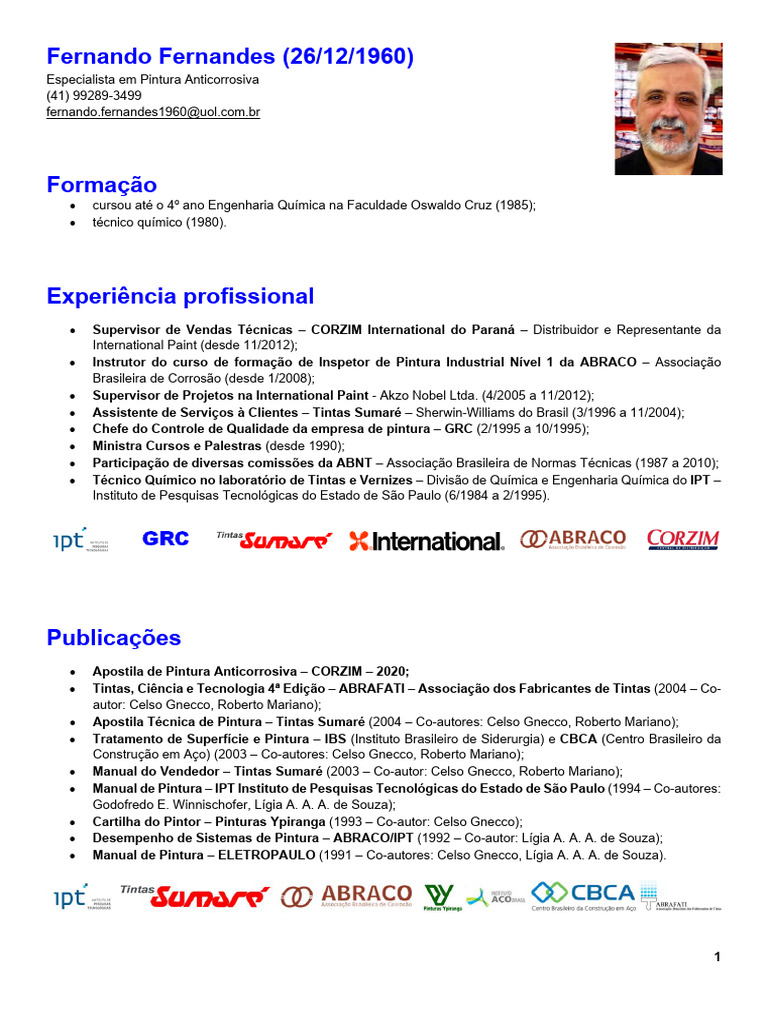 Perfil de Fernando Fernandes | PDF | Tinta | Materiais