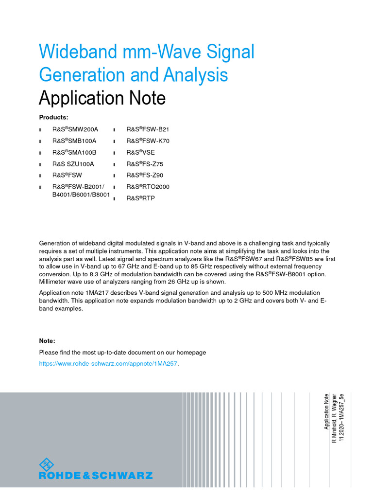 Application Note: Wideband Mm-Wave Signal Generation and Analysis | PDF ...