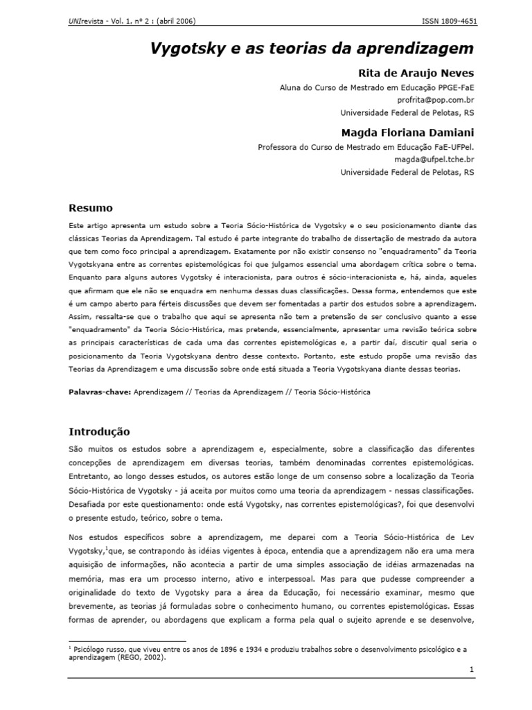 Vygotsky e As Teorias Da Aprendizagem | PDF