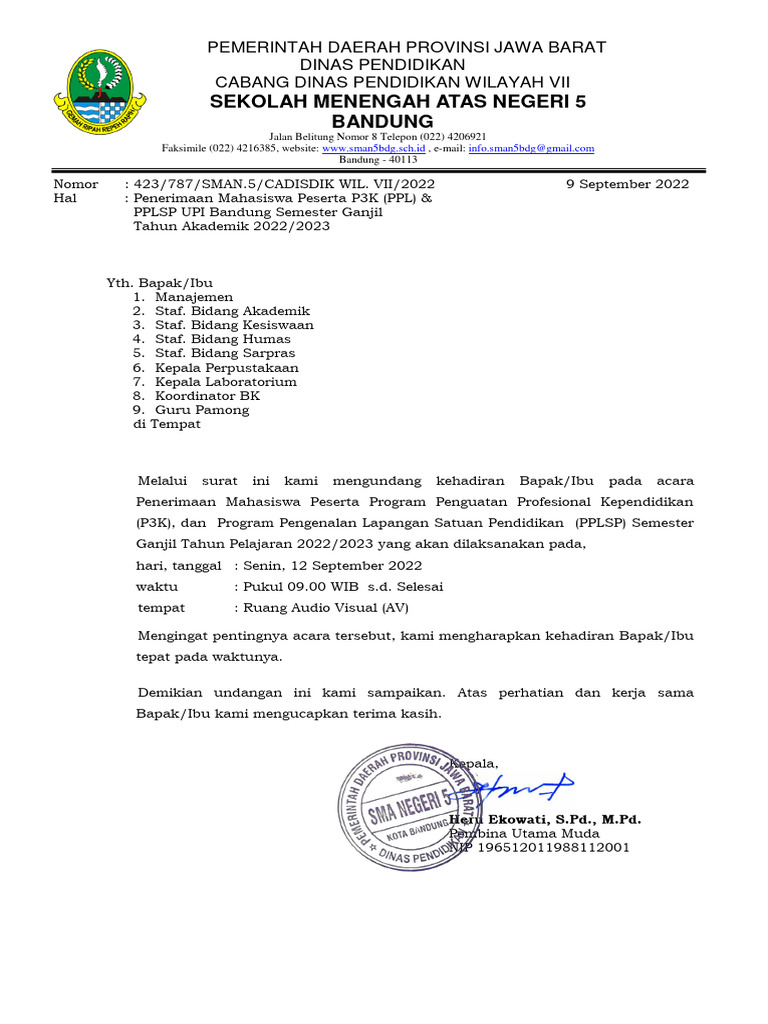 Undangan Penerimaan p3k (PPL), Dan PPLSP - Upi | PDF | Karier ...