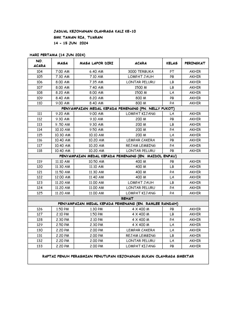 Jadual Kejohanan Olahraga 2024 Pdf