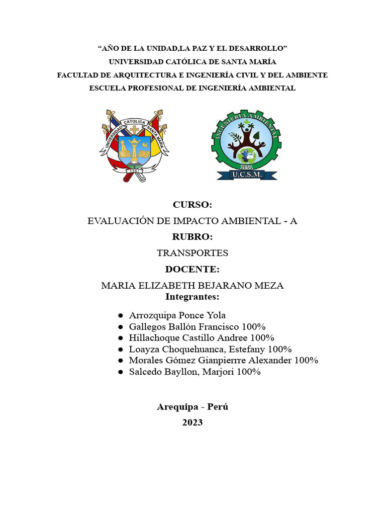 Evaluación de Impacto Ambiental en Transportes | PDF | Evaluación de ...