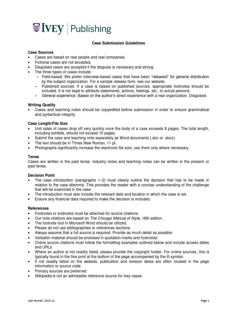 Case Writing Guidelines | PDF | Citation | Written Communication