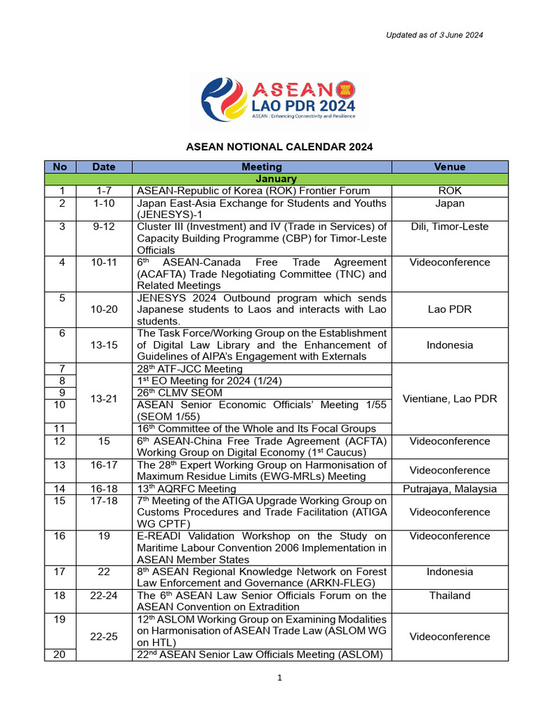 Updated As of 3 June 2024 ASEAN Notional Calendar 2024 2 PDF Laos