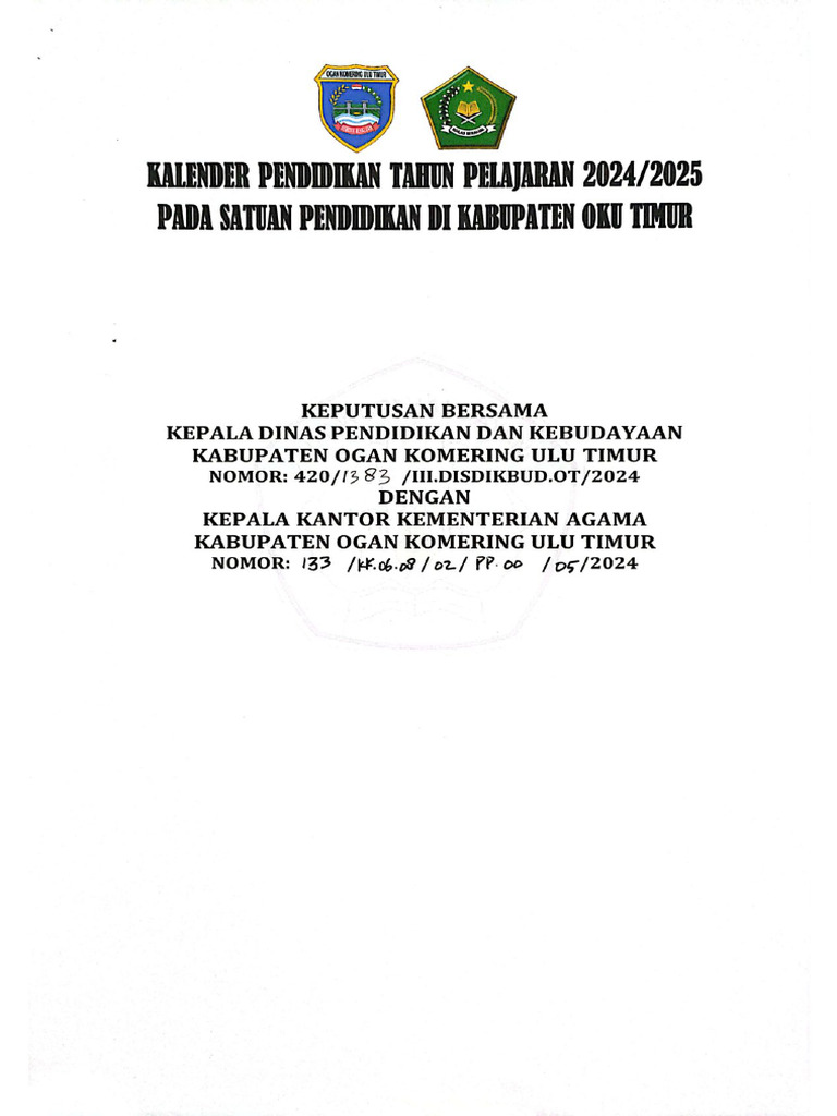 Kalender Pendididkan 2024 2025 Pdf