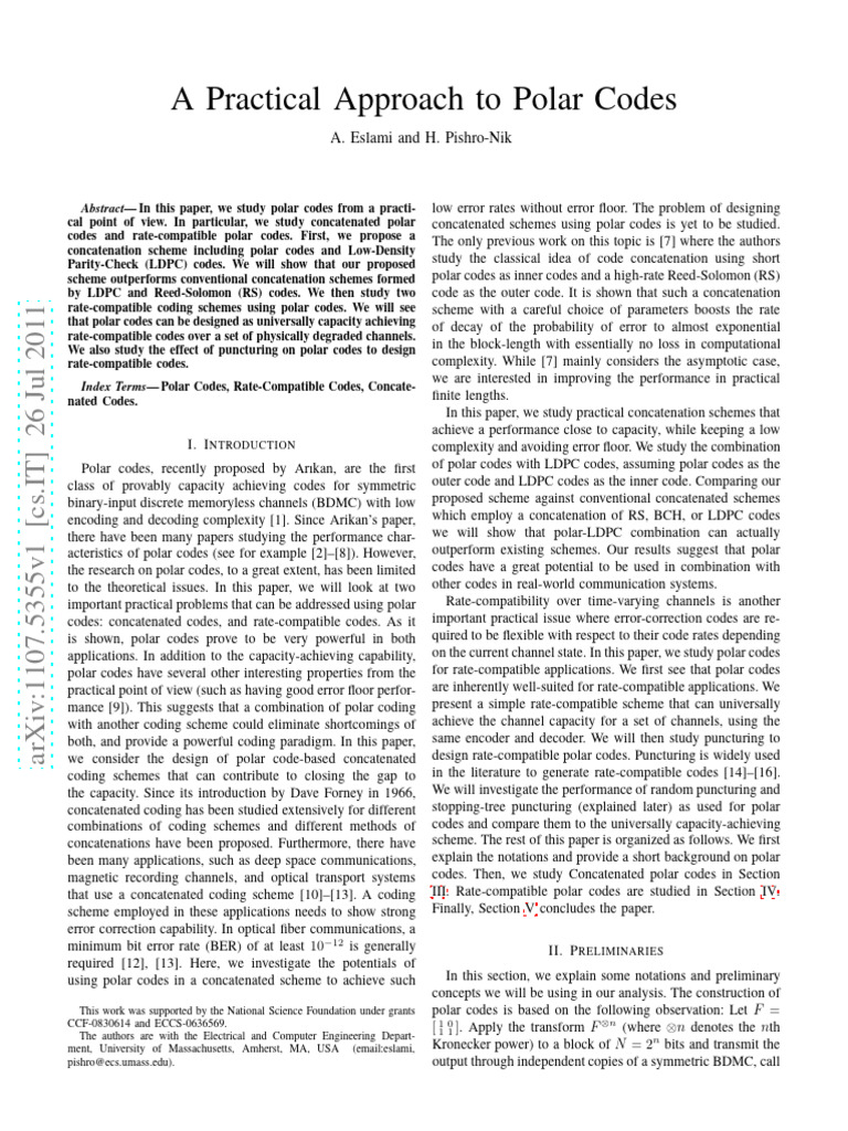 Practical Polar Codes for Concatenation | PDF | Low Density Parity ...