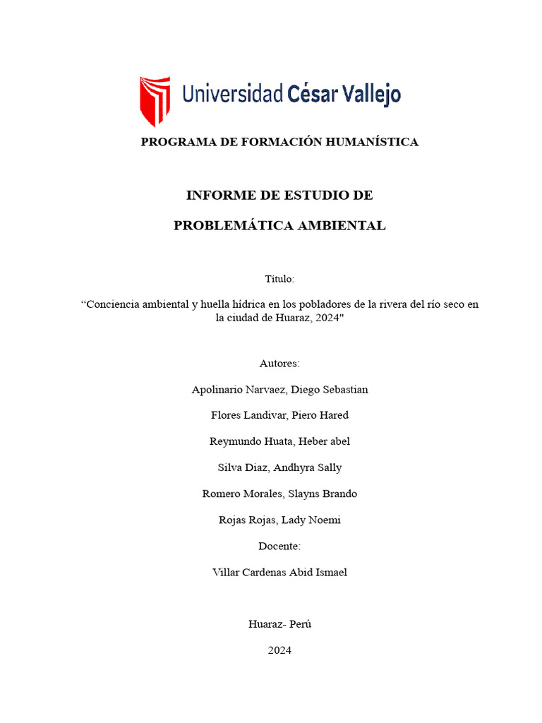 Conciencia Ambiental en Huaraz 2024 | PDF | Agua | Entorno natural