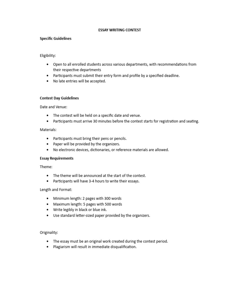 Essay Writing Contest Guidelines | PDF | Essays | Human Communication