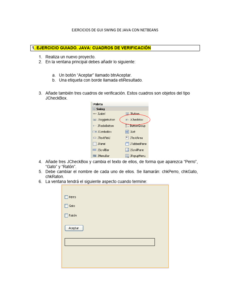 Ejercicios de Gui Swing de Java Con Netbeans | PDF | Ventana ...